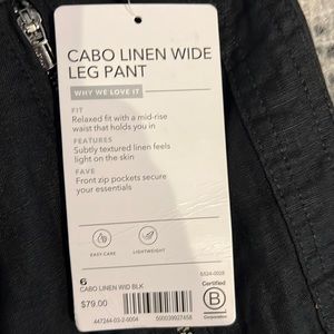 Athleta NWT Cabo linen wise leg pant size 6 black